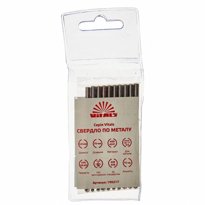 Свердло по металу HSS 3,8 (10 шт.) Vitals