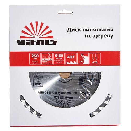 Диск пильний Vitals по дереву 250x30/25.4, ATB 40