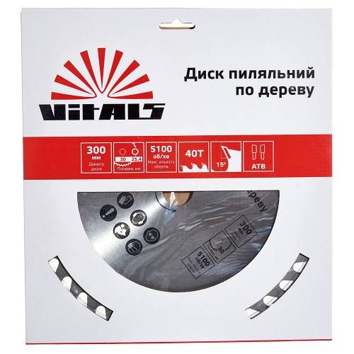 Диск пильний Vitals по дереву 300x30/25.4, ATB 40