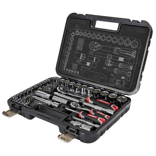 Набір головок торцевих 1/4″ та 1/2″ 73 предмети Vitals Master Набір головок торцевих 1/4″ та 1/2″ 73 предмети Vitals Master