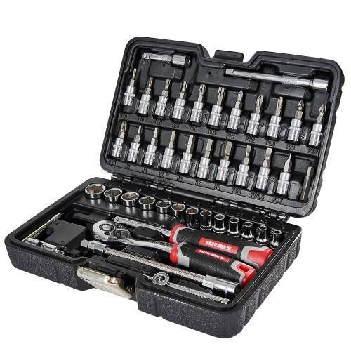 Набір головок торцевих з тріскачкою 1/4″ 46 предметів Vitals Master Набір головок торцевих з тріскачкою 1/4″ 46 предметів Vitals Master